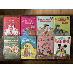 Vintage Lot Of 8 Disney Wonderful World Of Reading Children's Books Hardcover 74